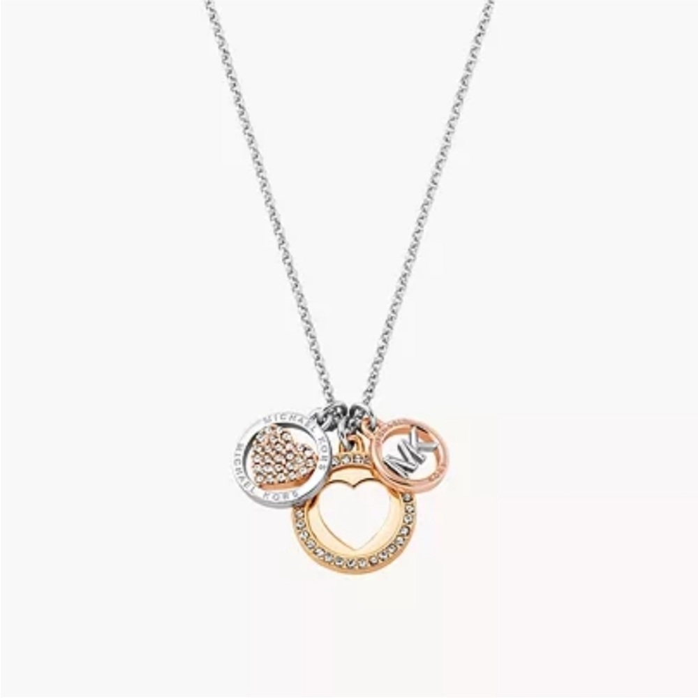 MICHAEL KORS FASHION TRI-TONE BRASS COMPONENTS NECKLACE - Picture 1 of 16